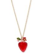 Betsey Johnson Gold-tone Strawberry Pendant Necklace
