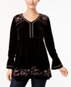 Style & Co Embroidered Velvet Tunic, Created For Macy's