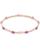 Ruby (2-1/4 Ct. T.w.) And Diamond (1/10 Ct. T.w.) Link Bracelet In 14k Rose Gold