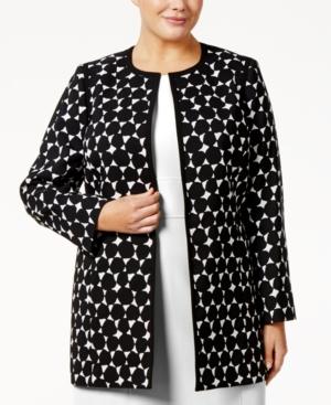 Kasper Plus Size Dot-print Topper Jacket