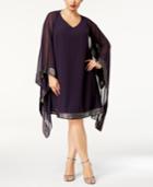 Sl Fashions Plus Size Metallic-trim Chiffon Dress & Cape