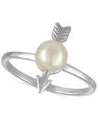 Majorica Sterling Silver Imitation Pearl Arrow Statement Ring