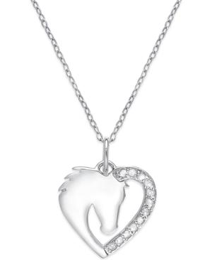 Diamond Horse Heart Pendant Necklace (1/10 Ct. T.w.) In Sterling Silver