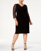 Adrianna Papell Plus Size Illusion-sleeve Stretch Dress