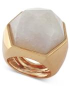Vince Camuto Rose Gold-tone Angular White Stone Statement Ring