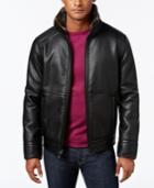 Calvin Klein Men's Pebble Faux-leather Jacket With Faux Fur Lining