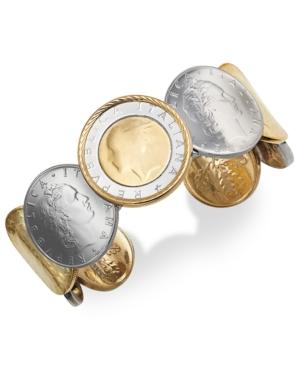 Lira Coin Cuff Bracelet In 14k Gold Vermeil And Sterling Silver