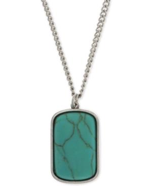 R.t. James Men's Silver-tone Blue Stone Dog Tag Pedant Necklace