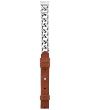 Fossil Men's Q Reveler Stainless Steel And Brown Leather Watch Strap Ftj9021