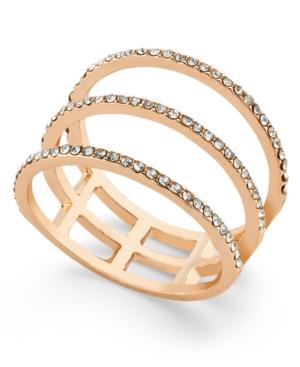 Inc International Concepts Rose Gold-tone Three-row Pave Ring, Only At Macy's