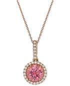14k Rose Gold And Sterling Silver Necklace, Swarovski Crystal (1-1/8 Ct. T.w.) And Pink Swarovski Zirconia (3-1/3 Ct. T.w.) Pendant