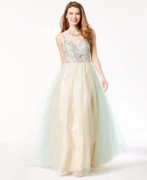 Say Yes To The Prom Juniors' Embellished Strappy-back Gown, A Macy's Exclusive Style