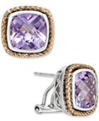 Amethyst Stud Earrings (7 Ct. T.w.) In 18k Rose Gold And Sterling Silver