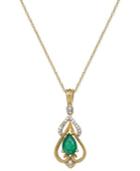 Emerald (5/8 Ct. T.w.) And Diamond Accent Pendant Necklace In 14k Gold