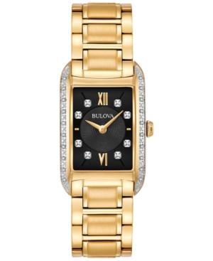 Bulova Women's Diamond Accent Gold-tone Stainless Steel Bracelet Watch 22x35mm 98r228