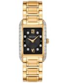 Bulova Women's Diamond Accent Gold-tone Stainless Steel Bracelet Watch 22x35mm 98r228