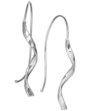 Swirl Threader Earrings In 10k White Gold