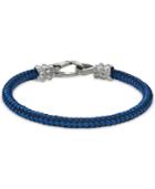 Esquire Men's Jewelry Blue And Black Woven Bracelet In Stainless Steel, Only At Macy's