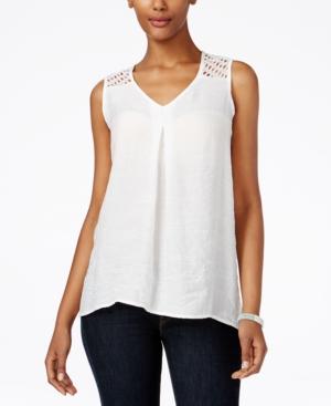 Ny Collection Petite Sleeveless Handkerchief-hem Blouse