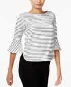 Bar Iii Striped Bell-sleeve Top, Only At Macy's