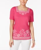 Alfred Dunner Reel It In Embroidered Square-neck Top