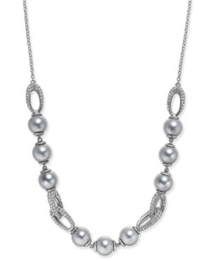 Danori Silver-tone Imitation Pearl And Crystal Collar Necklace, Created For Macy's