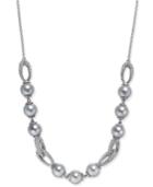 Danori Silver-tone Imitation Pearl And Crystal Collar Necklace, Created For Macy's
