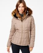 Calvin Klein Faux-fur-trim Water-resistant Quilted Puffer Coat