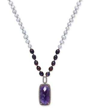 Paul & Pitu Naturally Rose Gold-tone Amethyst And Freshwater Pearl Pendant Necklace