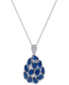 Sapphire (3 Ct. T.w.) And Diamond (1/8 Ct. T.w.) Pendant Necklace In 14k White Gold
