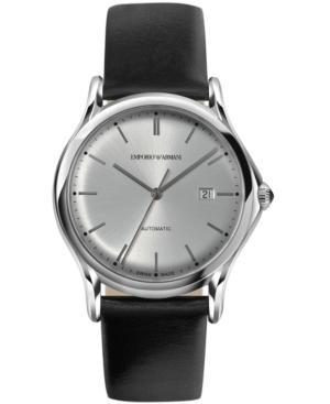 Emporio Armani Men's Swiss Automatic Black Leather Strap Watch 42mm Ars3002