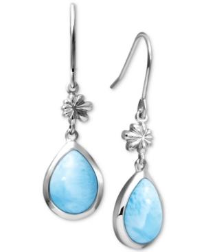 Marahlago Larimar Flower & Teardrop Drop Earrings In Sterling Silver