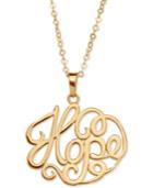 Scroll Word Pendant Necklace In 14k Gold
