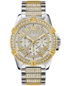 Guess Men's Pave Crystal-set Two-tone Stainless Steel Bracelet Watch 50mm
