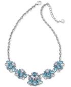 Charter Club Silver-tone Blue & Clear Crystal Statement Necklace, Only At Macy's