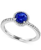 Royal Bleu By Effy Sapphire (1 Ct. T.w.) And Diamond (1/5 Ct. T.w.) Ring In 14k White Gold