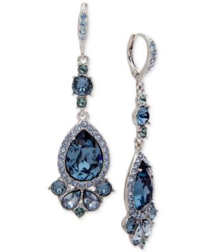 Givenchy Silver-tone Teardrop Crystal & Pave Drop Earrings