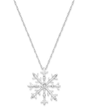 Diamond Accent Snowflake Pendant Necklace In 10k White Gold