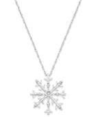 Diamond Accent Snowflake Pendant Necklace In 10k White Gold