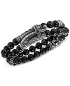 Scott Kay Men's Obsidian Bead (8mm), Hematite Bead (10mm) & Ruby (1/8 Ct. T.w.) Bracelet In Sterling Silver