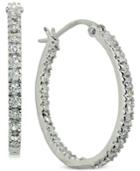 Giani Bernini Small Cubic Zirconia In & Out Oval Hoop Earrings In 18k Gold-plated Sterling Silver, Created For Macy's
