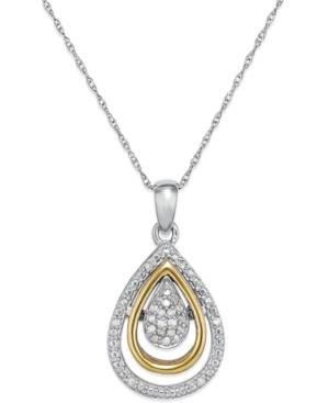 Diamond Teardrop Pendant In 14k Gold And Sterling Silver (1/10 Ct. T.w.)