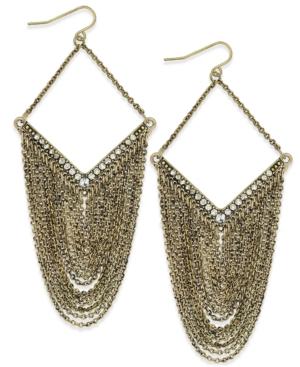 Gold-tone V-drop Chandelier Earrings