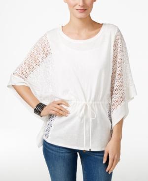 Two By Vince Camuto Contrast Drawstring Poncho
