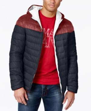 Armani Jeans Colorblock Hooded Puffer Coat