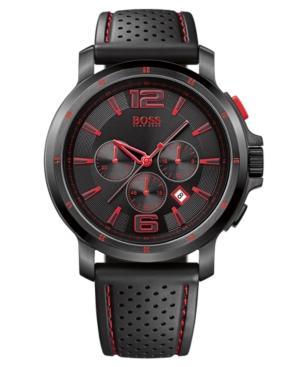 Hugo Boss Watch, Men's Chronograph Black Perforated Rubber Strap 1512597