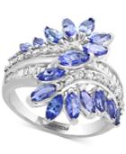 Effy Royale Bleu Sapphire (3-1/5 Ct. T.w.) And Diamond (3/8 Ct. T.w.) Ring In 14k White Gold (also In Tanzanite & Emerald)