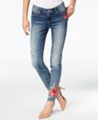 Vintage America Boho Raised Embroidered Skinny Ankle Jeans