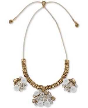 Betsey Johnson Gold-tone Flower Bouquet Slider Statement Necklace