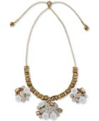 Betsey Johnson Gold-tone Flower Bouquet Slider Statement Necklace